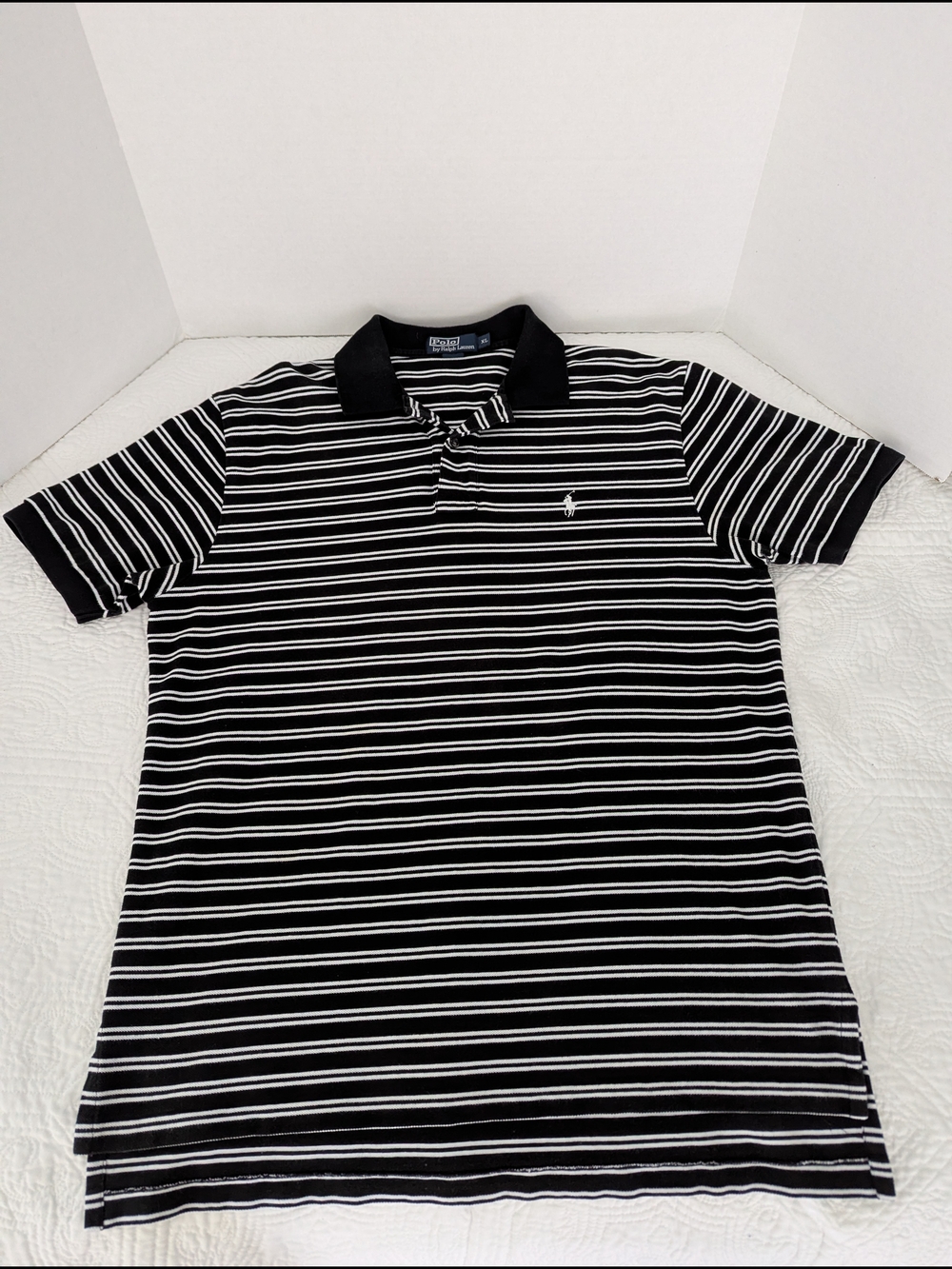 Ralph Lauren Black and White Striped Polo